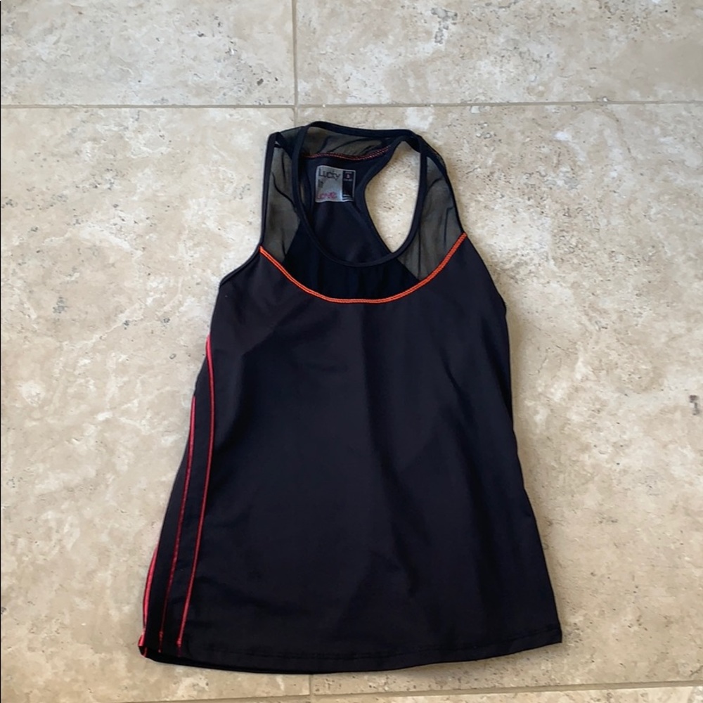 Lucky in Love tennis tank Blk/neon Small